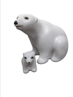 POD Ceramic Polar Bear with Cub Figurines